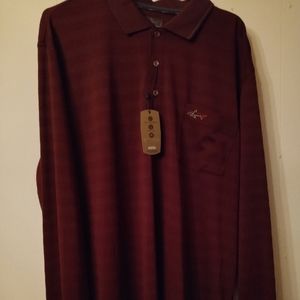 Greg Norman Long sleeve shirt. Color is Burgundy